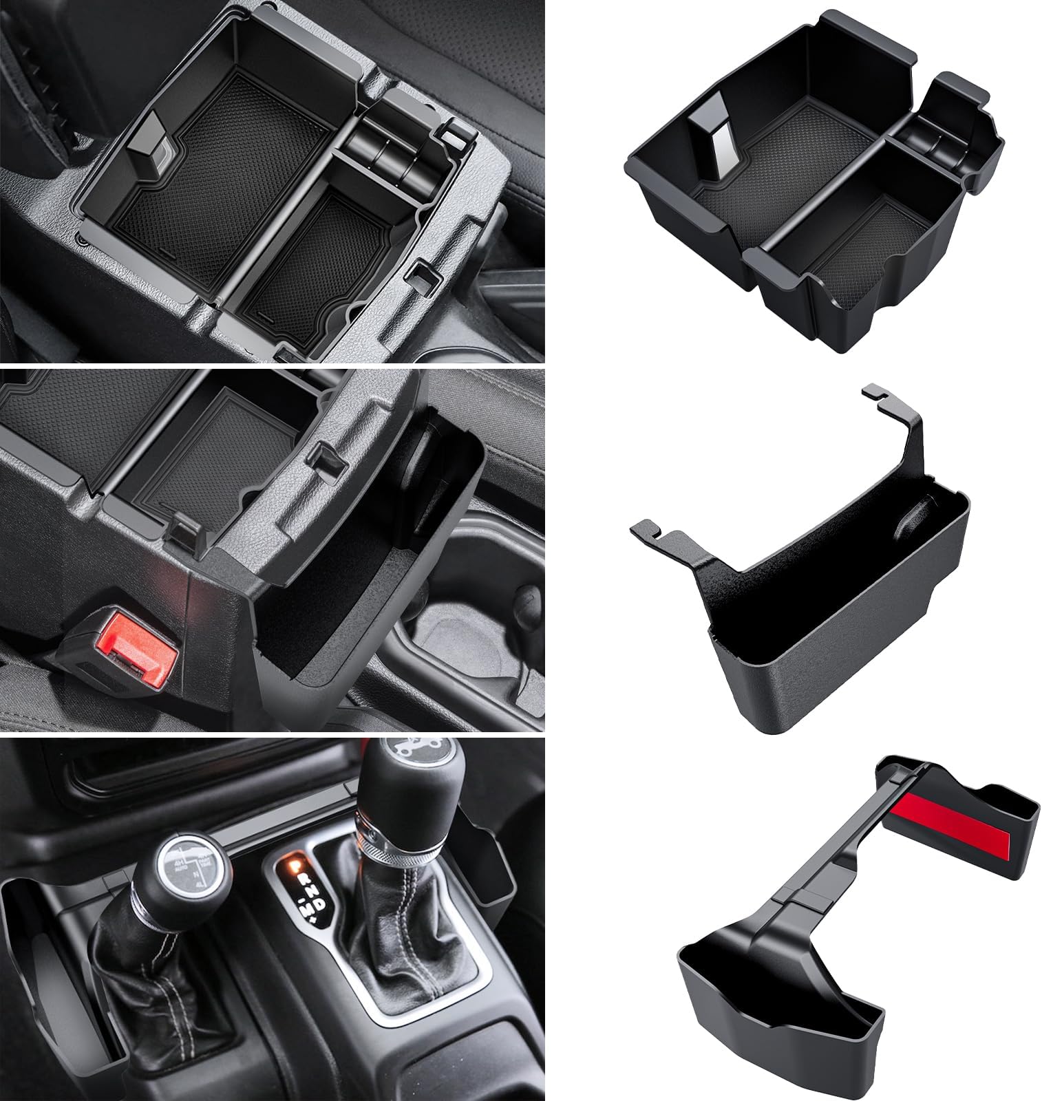 Center Console Organizer for Jeep Wrangler JL/JLU 2018-2023 2024 2025 and Gladiator JT 2020-2025 Accessories Gear Shift Side Tray Organizer, Hanging Armrest Storage Box-3PCS (Not for JK/JKU)
