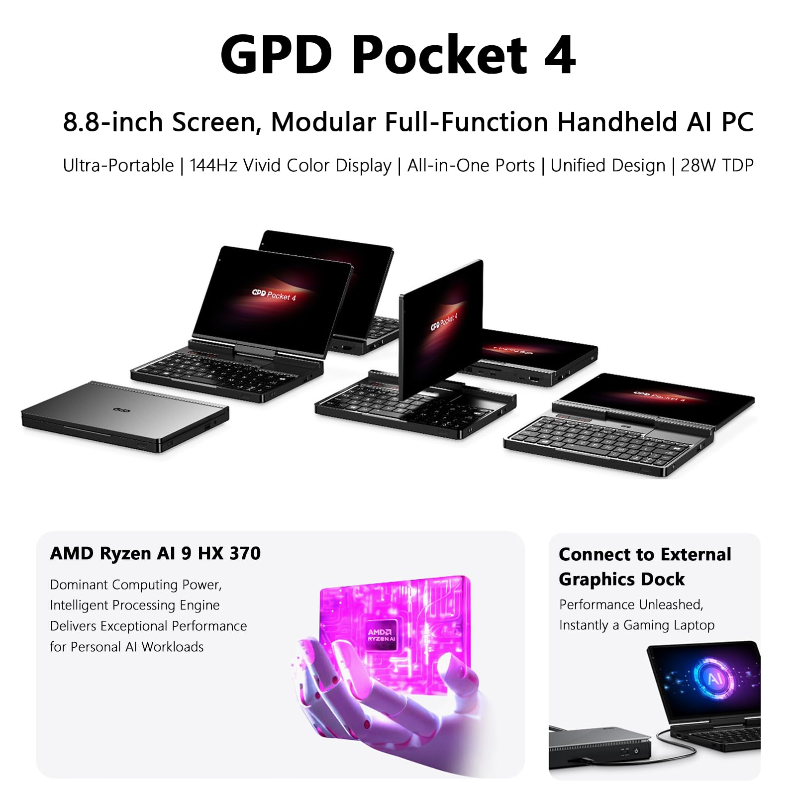 Amazon.com : GPD Pocket 4 Ultra Portable Laptop with Ryzen AI 9 HX