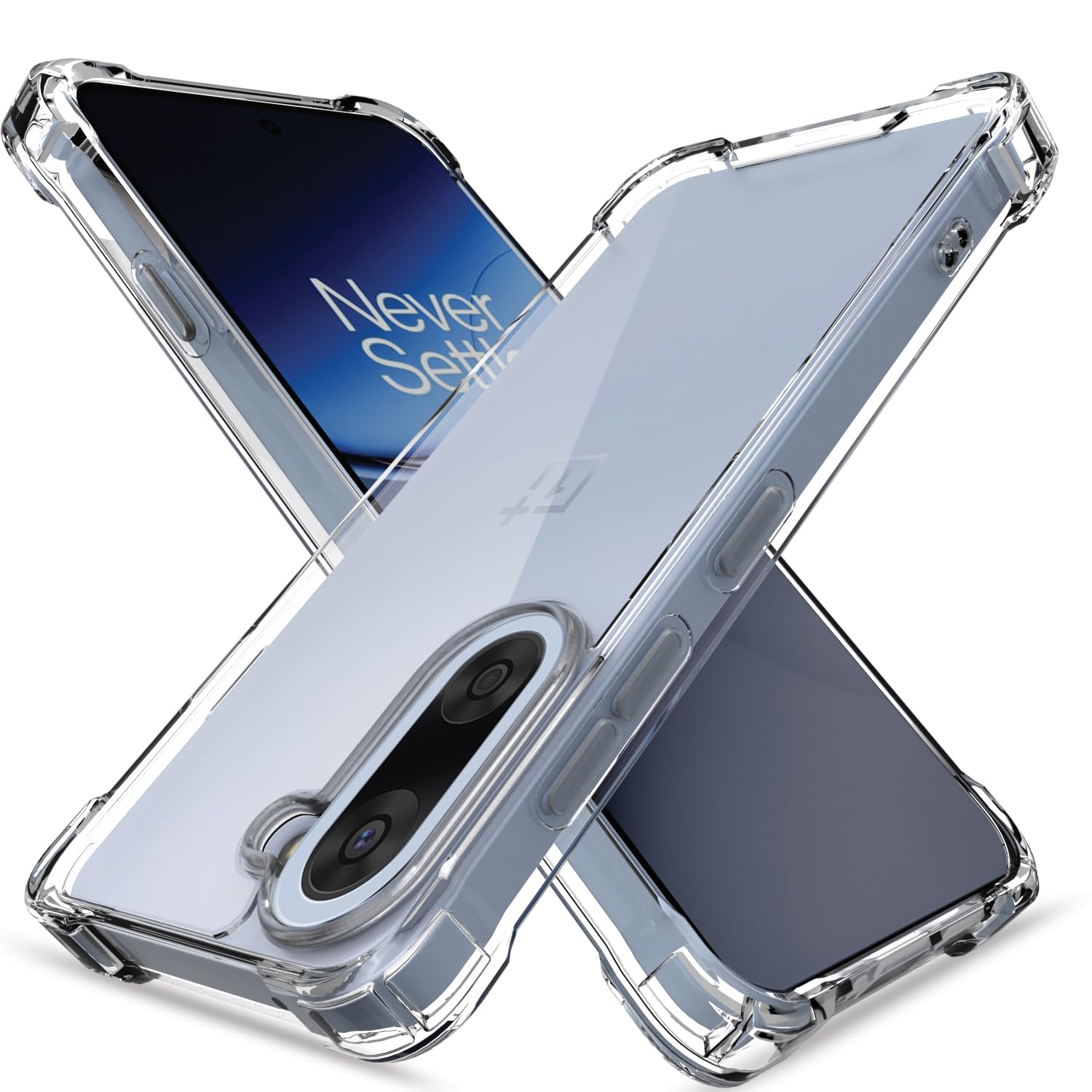 Amazon Basics Back Cover for OnePlus Nord CE 5 5G PC + TPU Clear Transparent Raised Edges Shockproof Protective Phone Bumper Case(Transparent)