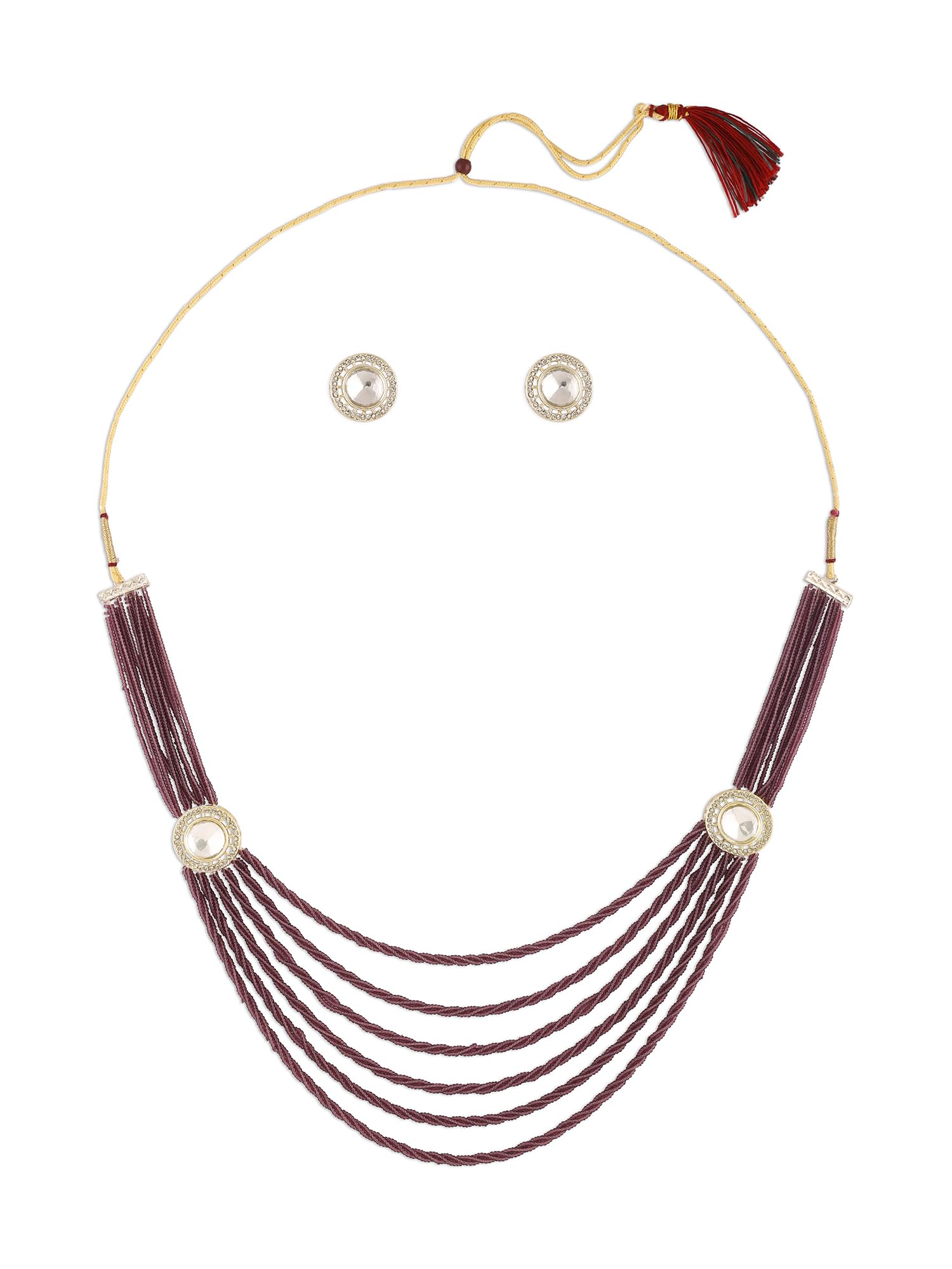 ZAVERI PEARLS Purple Multistrand Multi Layered Artificial Stones & Beads Long Necklace & Earring Set For Women-ZPFK16911 (B0CN1C731N) Amazon Price History, Amazon Price Tracker