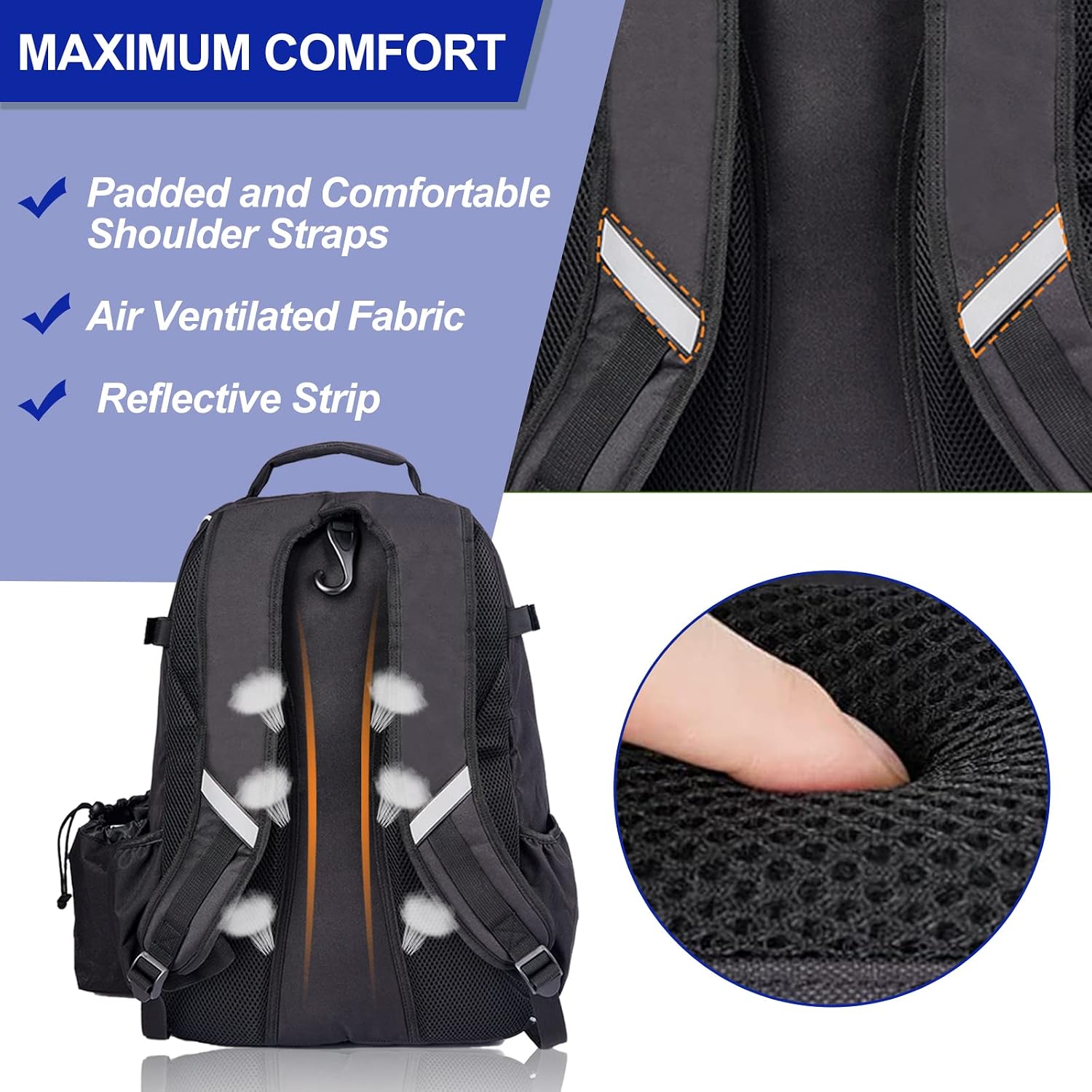 Baseball Backpack, Baseball Bat Bag with Vented Shoes Compartment, T-Ball & Softball Equipment, Large Capacity Holds 2 Bats, Helmet, Gloves, Cleats