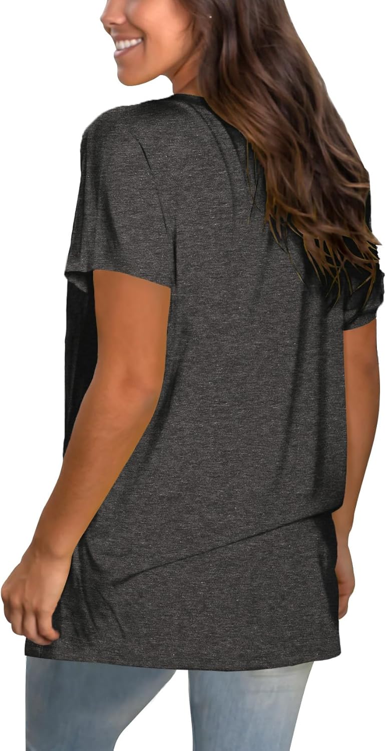 Sipaya Womens T Shirts Basic V Neck Tee Loose Fitting Casual Short Sleeve Tops - Image 4