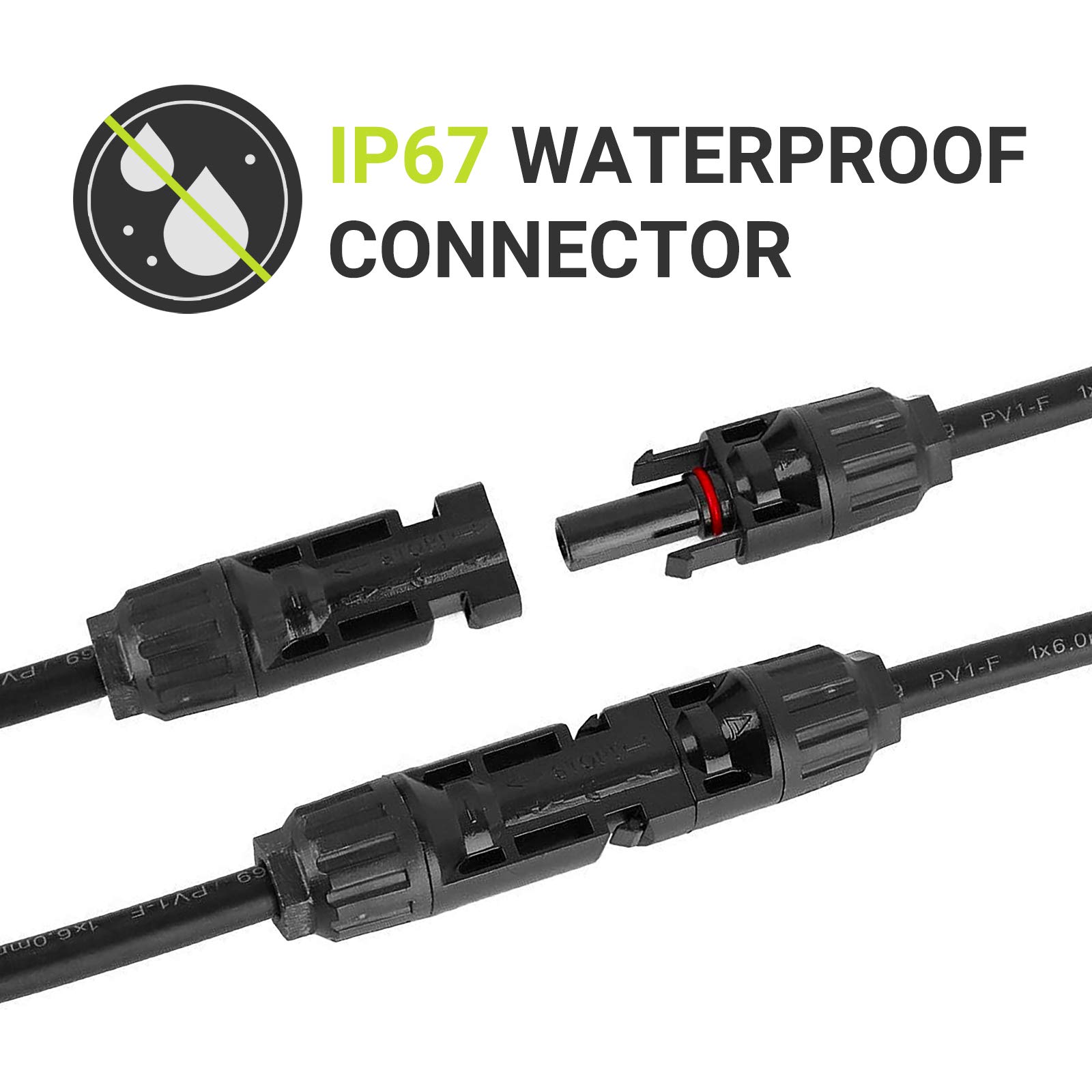 Newpowa Cable de extensión solar negro con conectores de panel solar macho/hembra compatible con MC4, resistente a la intemperie para uso al aire libre