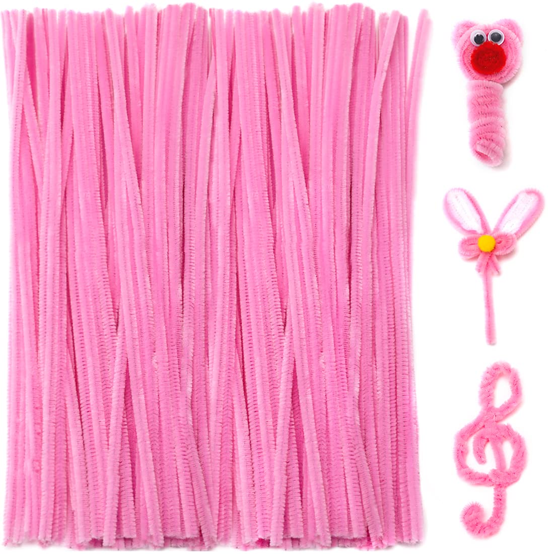 Praisebank Craft Pipe Cleaners (200pcs Pink), 12 Inch Long