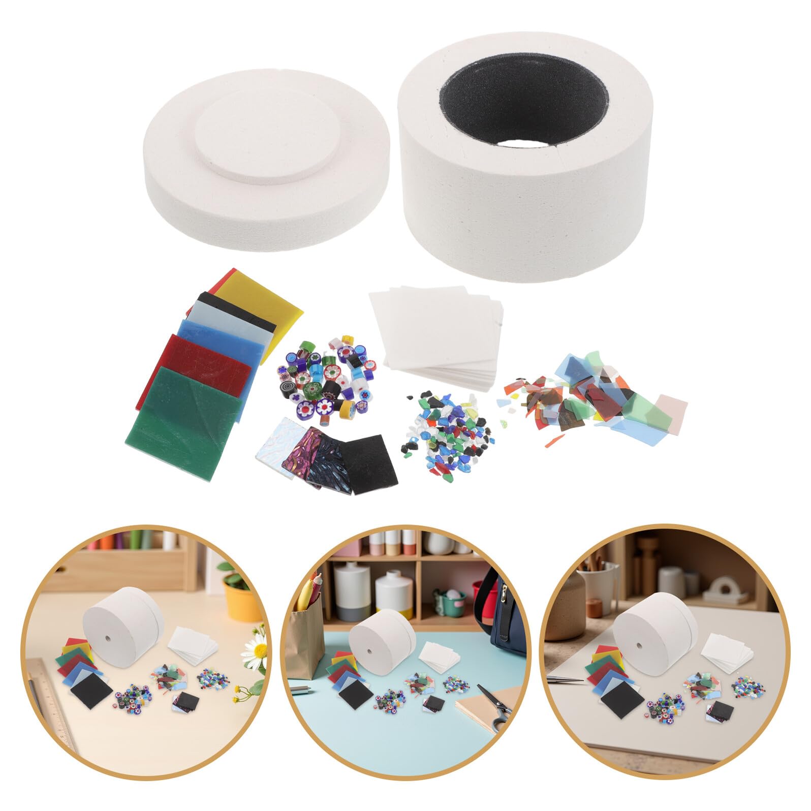 Tofficu Kit Horno de Microondas para Fusión de Vidrio 6 Piezas, Mini Horno para Cerámica, Resistente y Seguro, Accesorios para Manualidades y Creación de Joyas en Casa