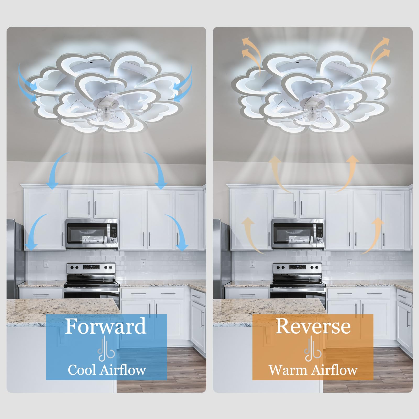 34.6in Fiore Ventila Soffitto Con Luce Reversibile Dimmerabile Smart Lampadario Ventilatore Da Soffitto E Telecomando Silenzioso Timer Plafoniera Con Ventilatore Soffitto Per Soggiorno