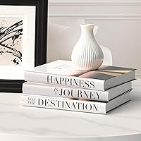 ROOMICLE Set of 3 White Decorative Books with Real Pages - Faux Coffee Table & Bookshelf Decor for Home Styling