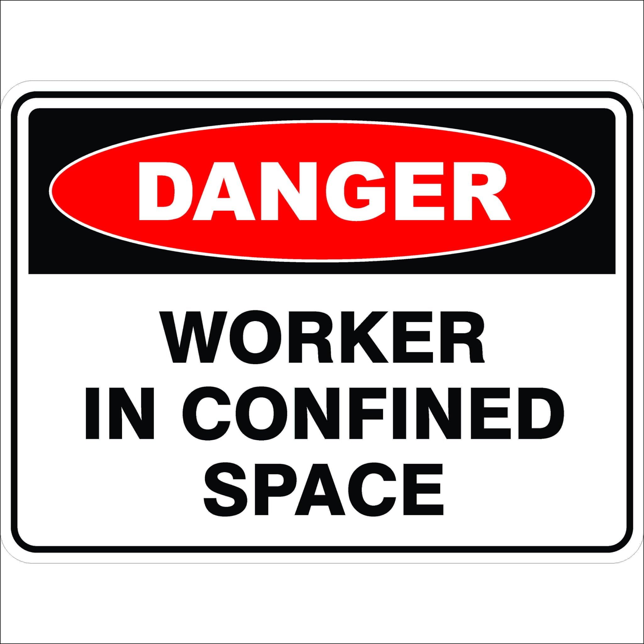 Worker In Confined Space Danger Signs Metal Tin Sign 8 x 12 inch for Industrial & Commercial