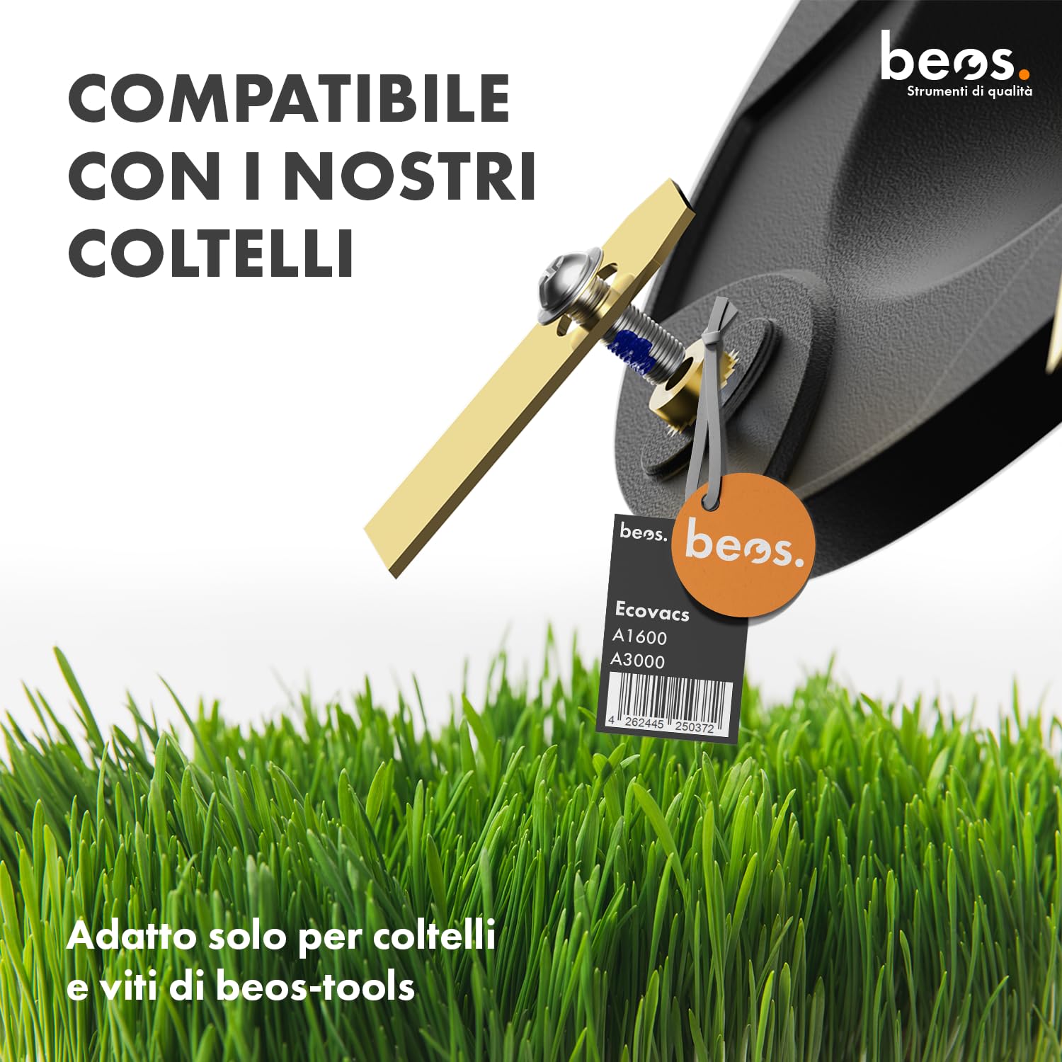BEOS Premium Robot tondeuse Tuning – 2x disques de coupe pour 6x lames - Pour Ecovacs GOAT A1600 & A3000 - Disques de coupe renforcés de fibre de verre - Ø 140 mm
