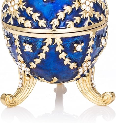 Miniatura 3 de QIFU Pintado a mano esmaltado estilo huevo Faberge decorativo esmalte baratija caja con bisagras regalo único para la decoración del hogar