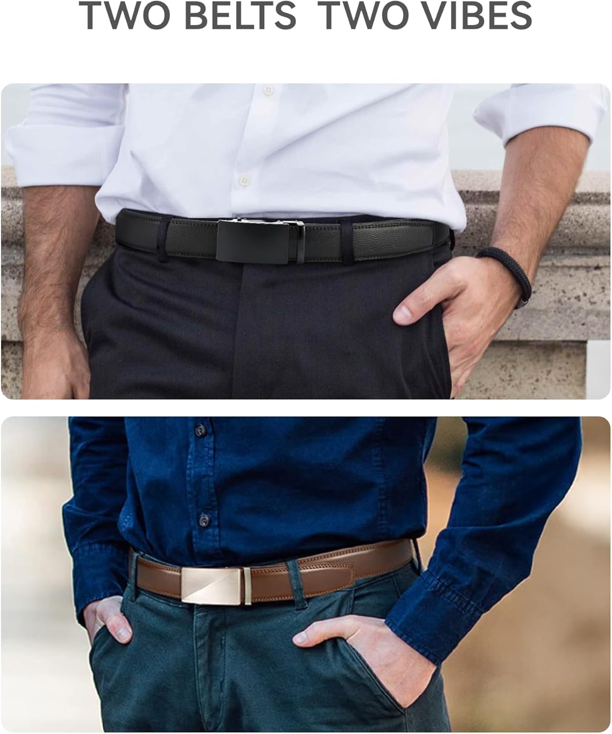 CHAOREN Leather Ratchet Belt Men 2 Pack - Customizable Fit, Effortless Style (35mm) - Image 4
