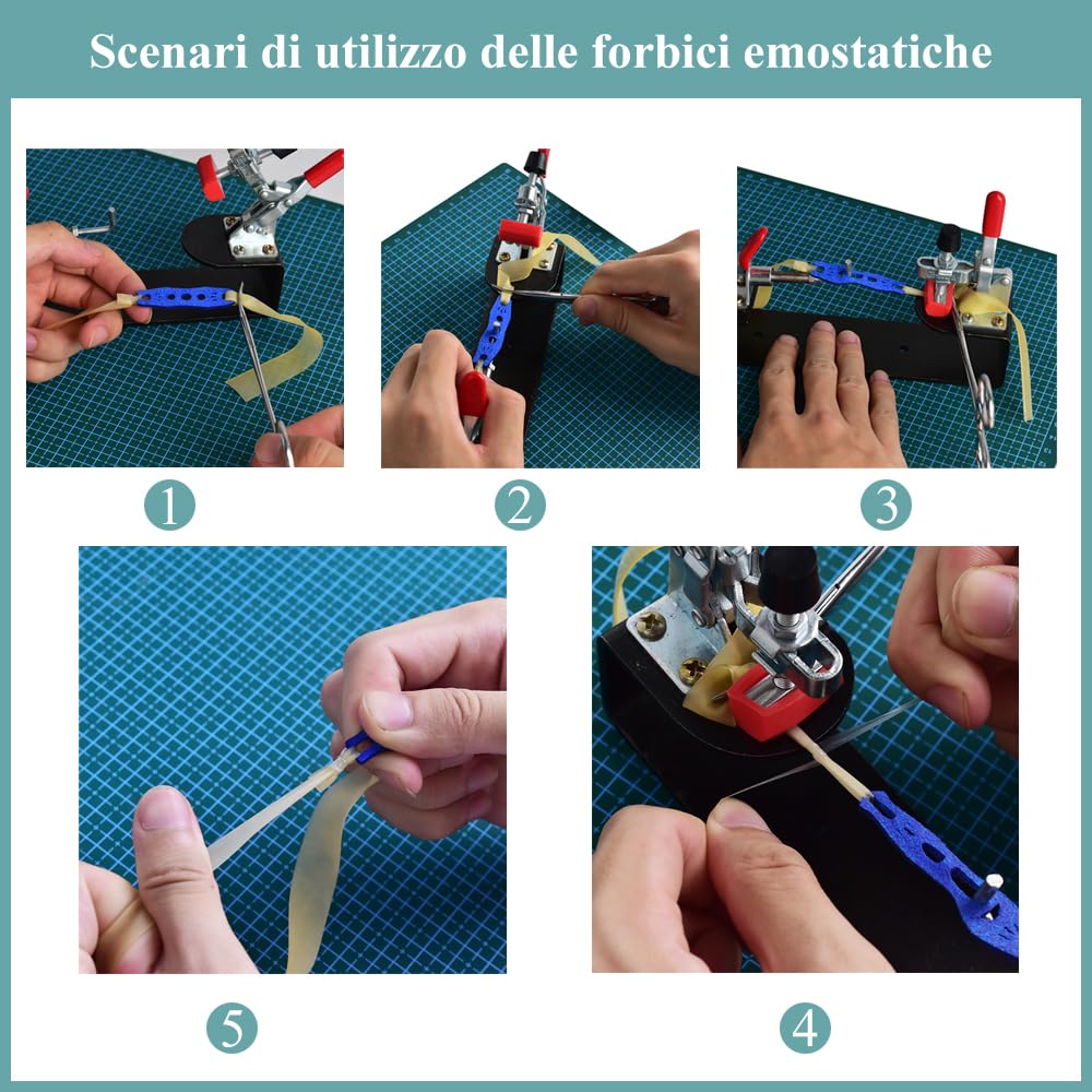Set Taglio Elastici Fionda - Taglierina Rotativa, Tappetino da Taglio, Righello, Pinze Emostatiche, Strumento Taglio Elastici Fai-da-Te con Tappetino Auto-Riparante per l'Artigianato