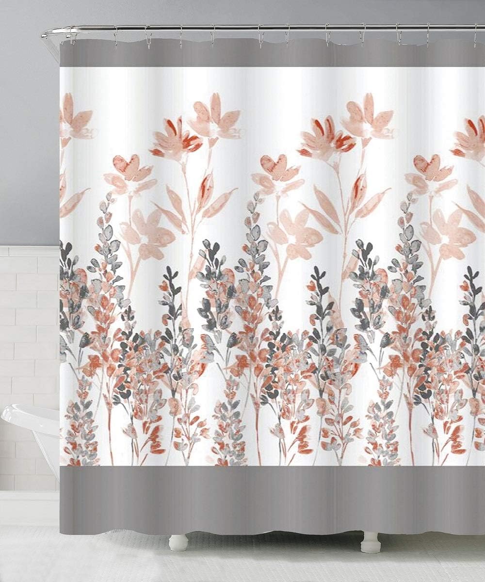 BH Home 13 Piece Printed Geometric Design Canvas Shower Curtain Set! Made of 100% Polyester. (Charlotte)