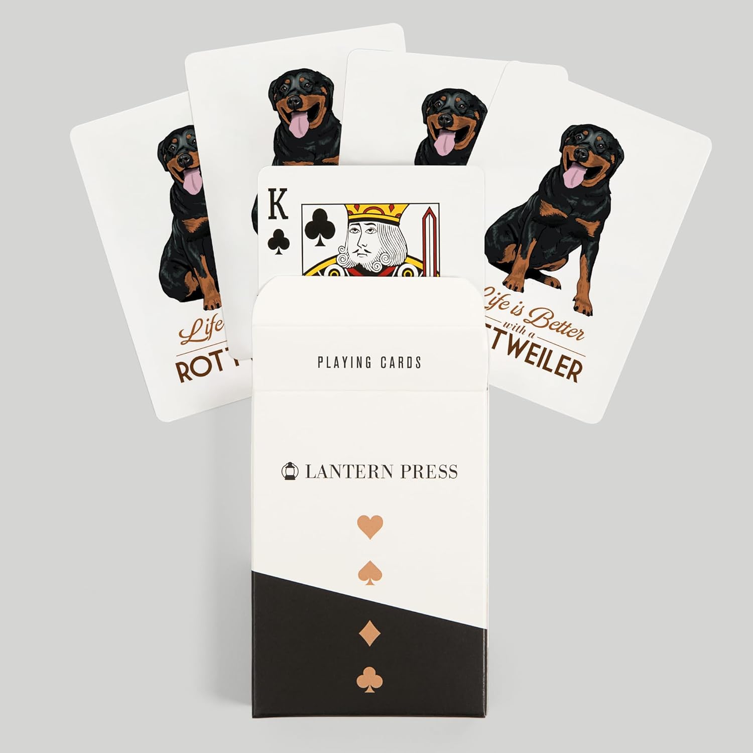Lantern Press Rottweiler, Life is Better, White Background, 52 Playing Cards for Adults, Poker Size Card Deck