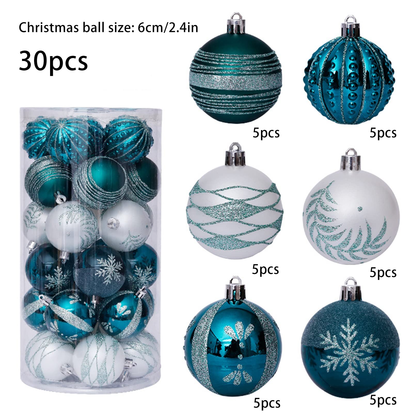 Palline di Natale, 30 pezzi delicati infrangibili lampadine di Natale in plastica, ciondoli scintillanti albero di Natale, per le vacanze festa matrimonio albero di Natale decorazione
