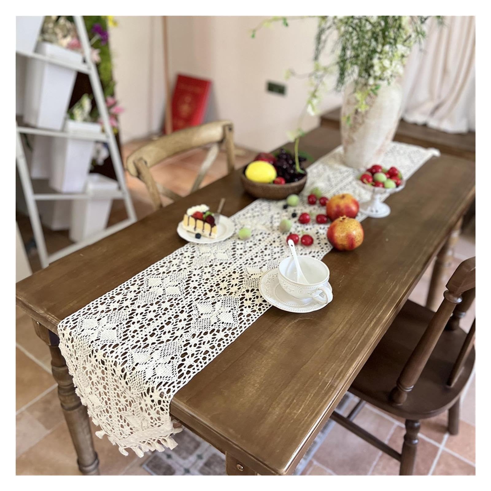 Runner da Tavolo con Nappe Elegante runner da tavolo in pizzo beige