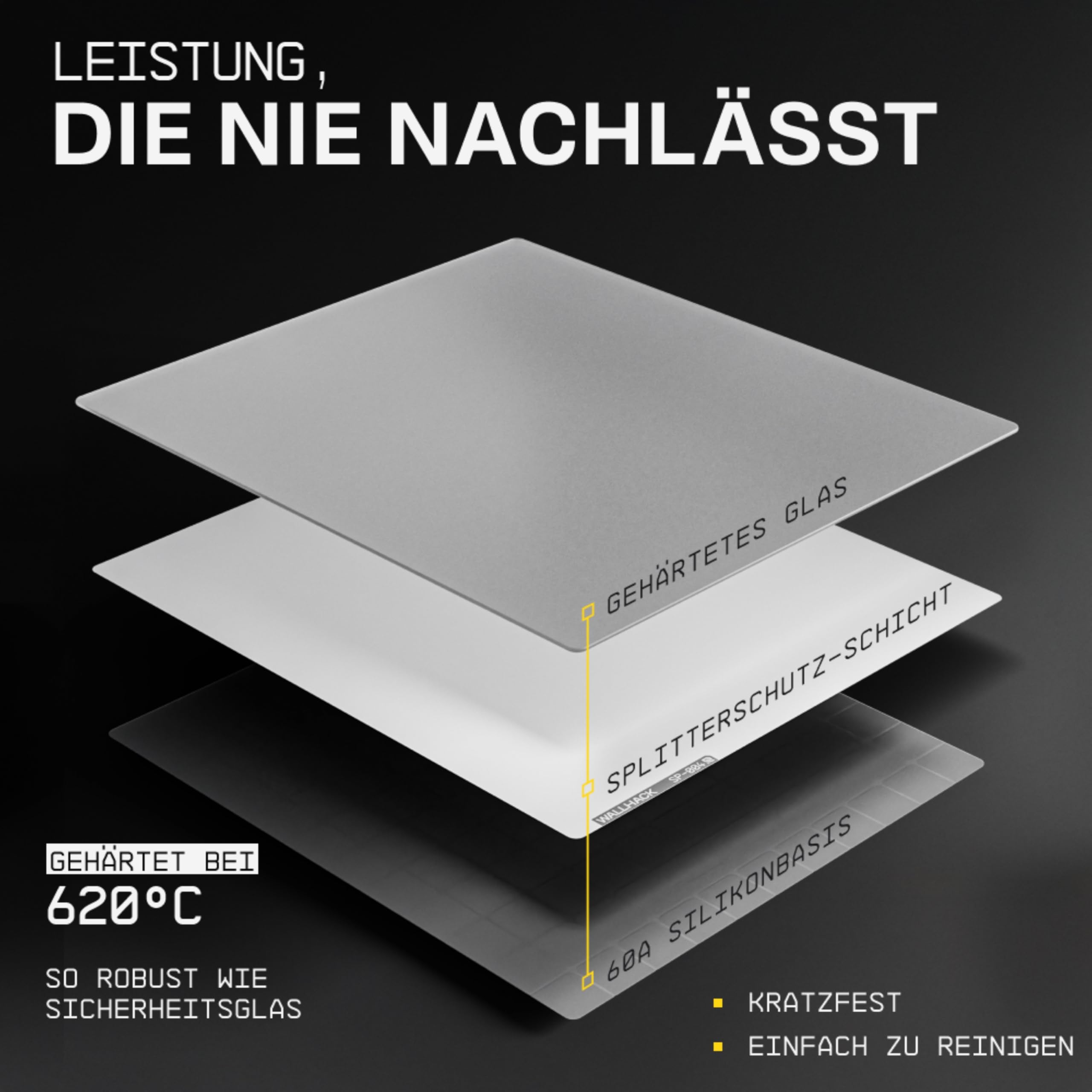 Wallhack SP-004 Glas Gaming Mousepad Professionelles Esport mit Spezialoberfläche für maximale Geschwindigkeit und Kontrolle,großes GlasPad vollständiger Silikonbasis - Weiß,XL 49 cm x 43 cm