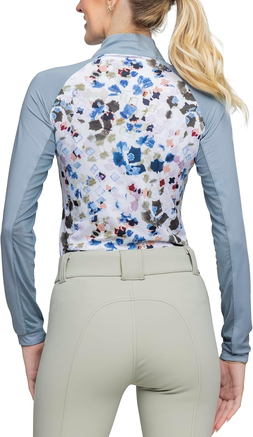 Kastel Denmark Womens Raglan Moisture Wicking Base Layer Activewear Outdoor | Slim Fit | Sun Protection | 1/4 Zip