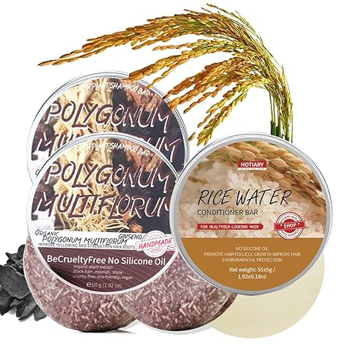 Barra de champú para oscurecer y acondicionador de agua de arroz, barra de jabón para el crecimiento del cabello con agua de arroz para adelgazar el