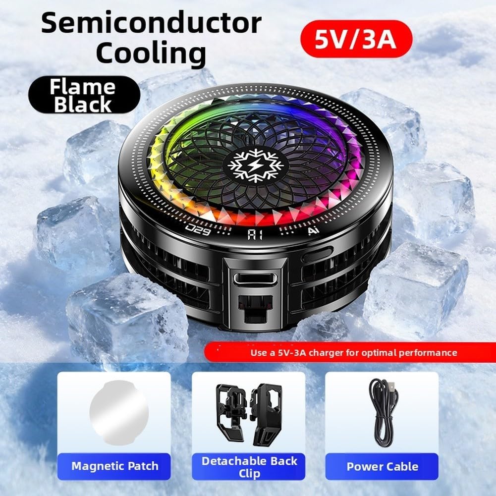 Enfriador magnético para teléfono con luz RGB, control de temperatura, radiador para juegos, ventilador de refrigeración USB portátil de 5 modos para teléfonos móviles, ligero con clip
