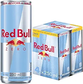 Red Bull Energético, Zero, Sem Açúcar, 250ml, 4 latas