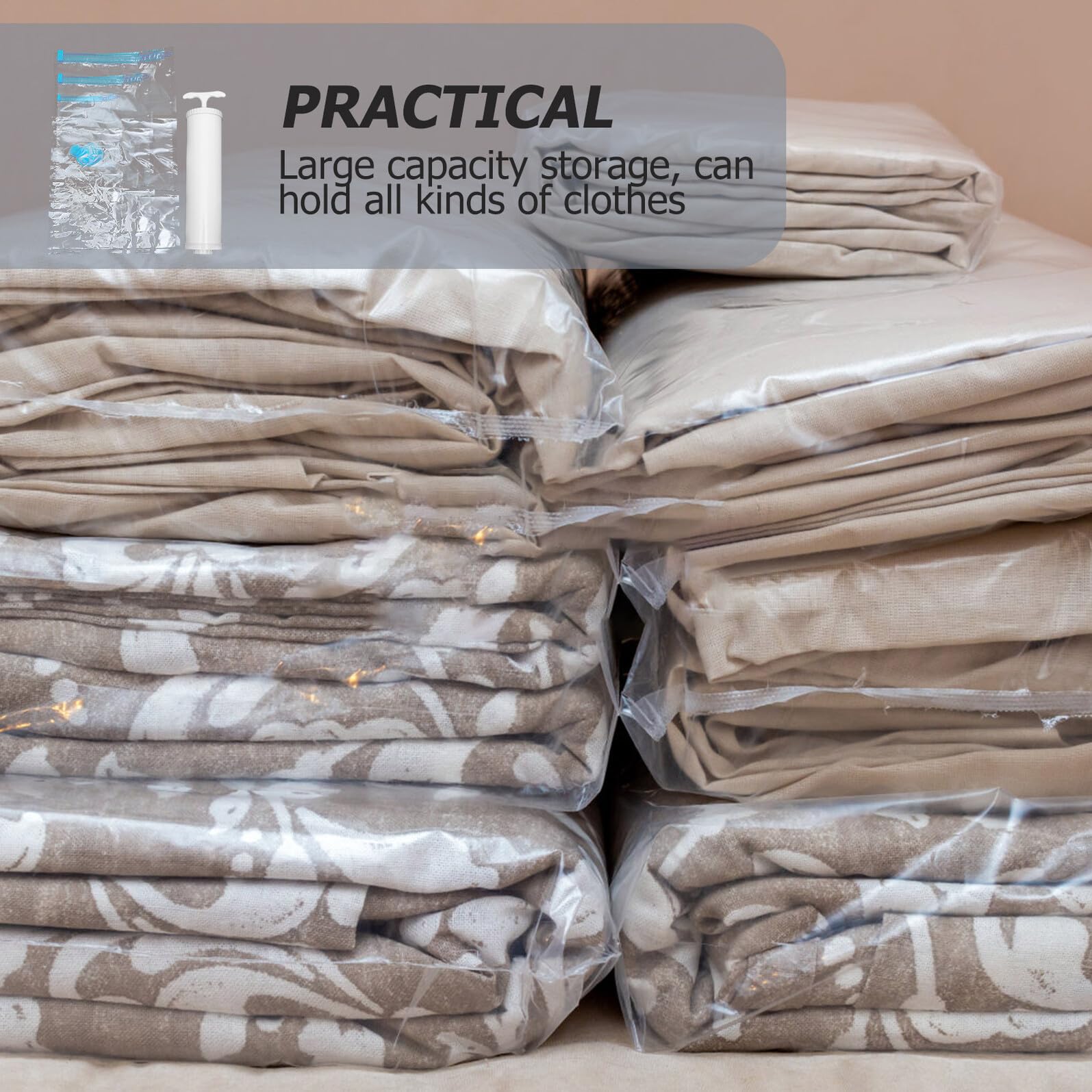 Compresión al Vacío Reutilizables con Bomba Manual Bolsas de Almacenamiento para Ropa Edredones y Mantas Ahorro de Espacio hasta para Viajes y Hogar