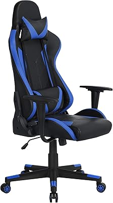 Amazon Com Video Gaming Chair Racing Office Reclining Pu Leather High Back Ergonomic Adjustable Swivel Executive Computer Desk Large Size Footrest Headrest Lumbar Support Adjustable Arms Cushion Kitchen Dining