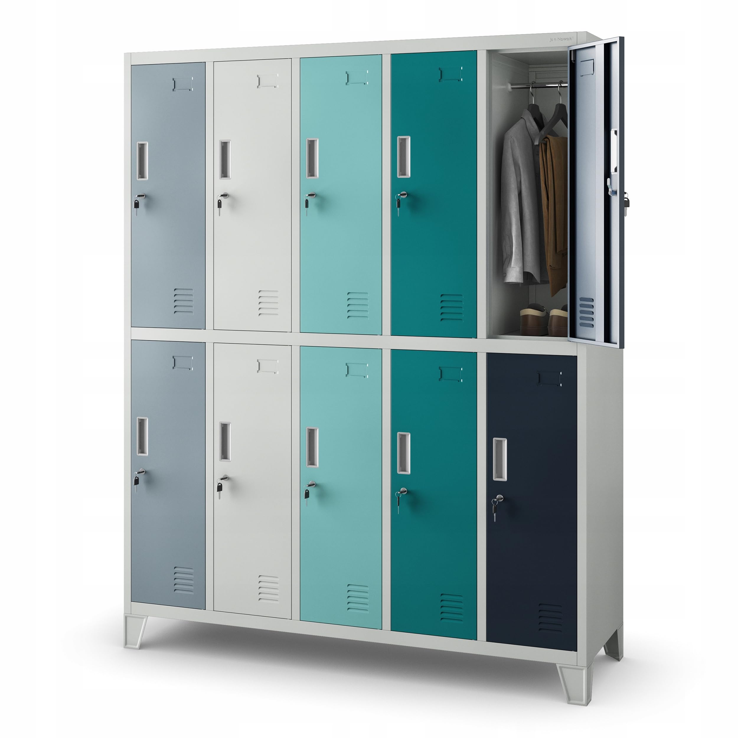 Jan Nowak Taquilla Vestuario Metálica 10 Puertas USB C, 172 x 136 x 45 cm