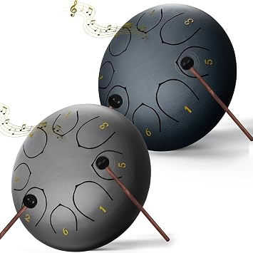 Rain Drum for Outside,6 Inches 8 Notes Rain Drum for Garden Instrument, Drum Rain Chime Waterproof, Rain Drum Outdoor, with Drum Bag, Music Book, Drum Mallets