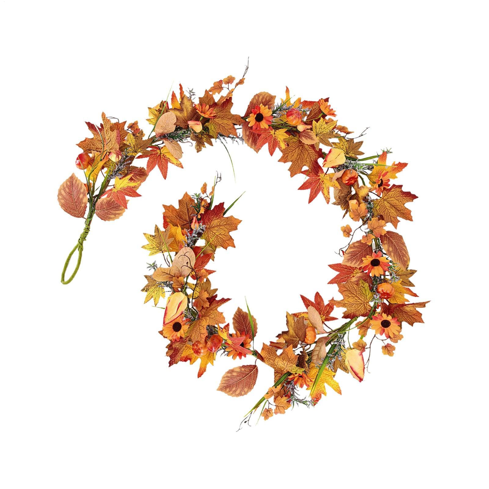 Guirlande automne de 1,5m pour manteau de cheminée et Thanksgiving