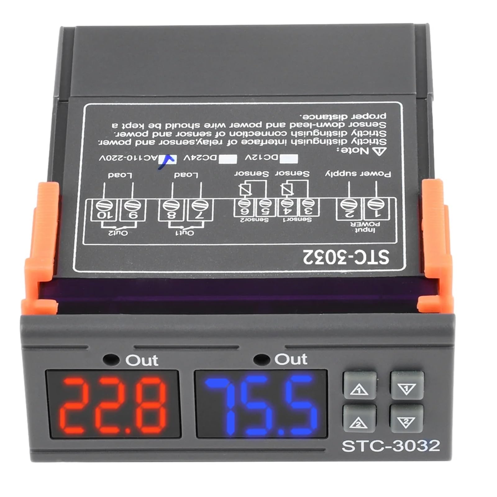 Sterownik temperatury STC-3032, higrometr, wyjście przekaźnikowe, termostat, grzejnik z sondą, regulator temperatury i wilgotności.(DC12V)