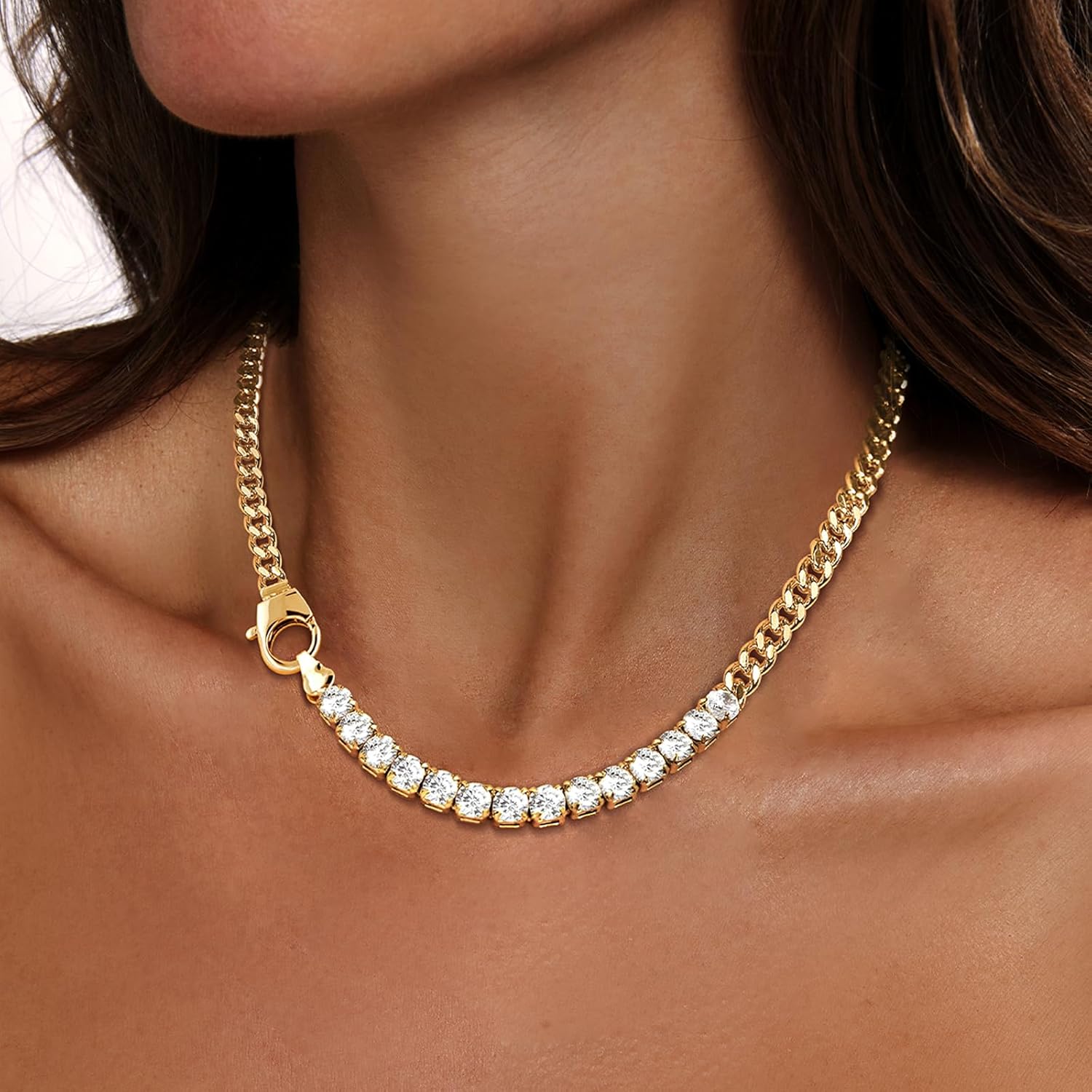 Zeffy 14K Gold/Silver Plated Chunky Thick Chain Toggle Clasp Necklace Dainty Baroque Pearl/Heart/Cross/Turquoise Pendant Necklace