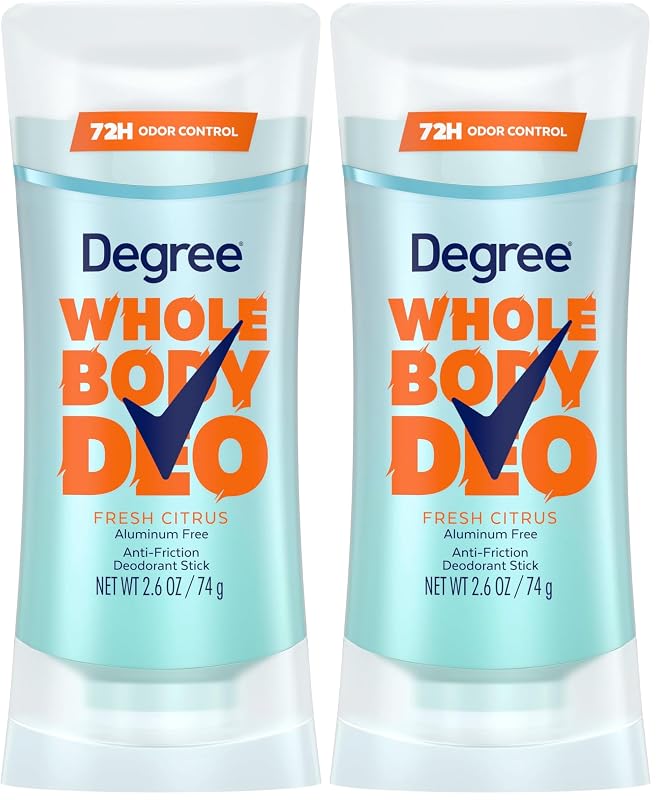 Desodorante em bastão Degree Women Whole Body, fragrância cítrica fresca, sem alumínio, 74 g, pacote com 2