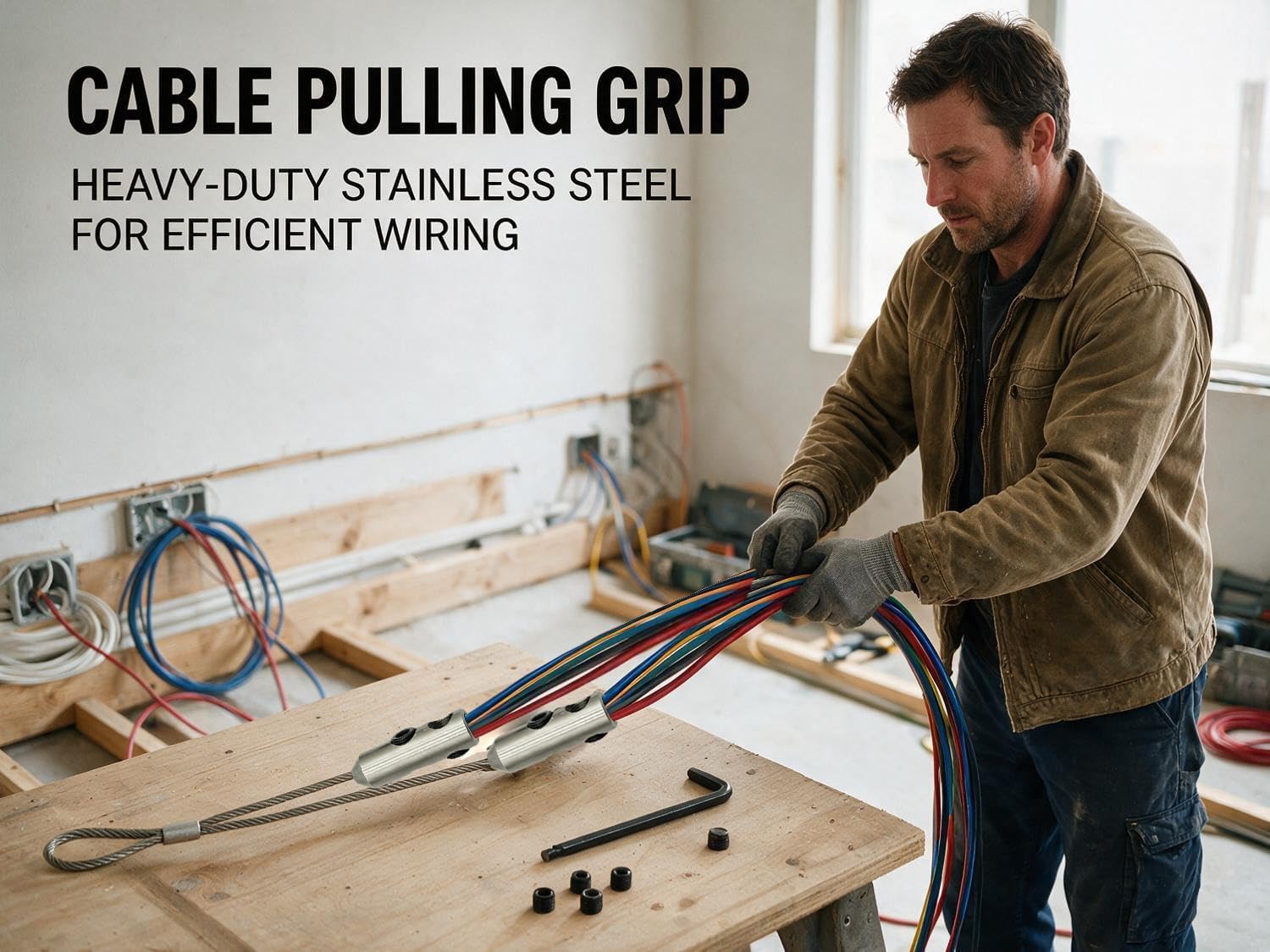 Stainless Steel Wire Grip,Electrical Cable Pulling Tool,Wire Pulling Grip,Penguin Puller,Wire Pulling Head for Electricians,T-Type Slack Pulling Grip,wire tugger (Wire-Grip-Pair) image 4