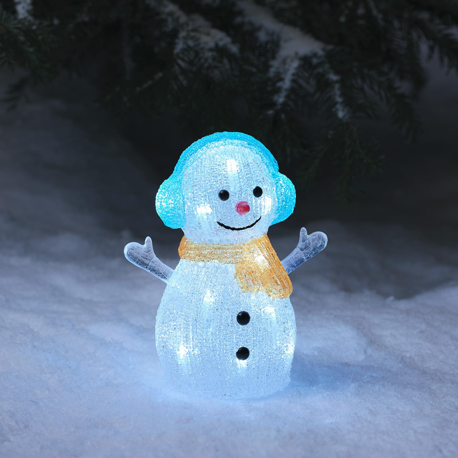 Lights4fun Set Di 3 Funghi Luminosi A LED Bianchi - Decorazione Natalizia Per Esterno E Interno - IP44 Con Timer
