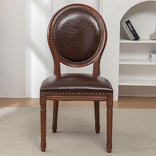 Miniatura 11 de Sillas de comedor de madera para casa de campo, sillas de cocina estilo país francés, silla vintage para sala de estar con respaldo redondo, silla