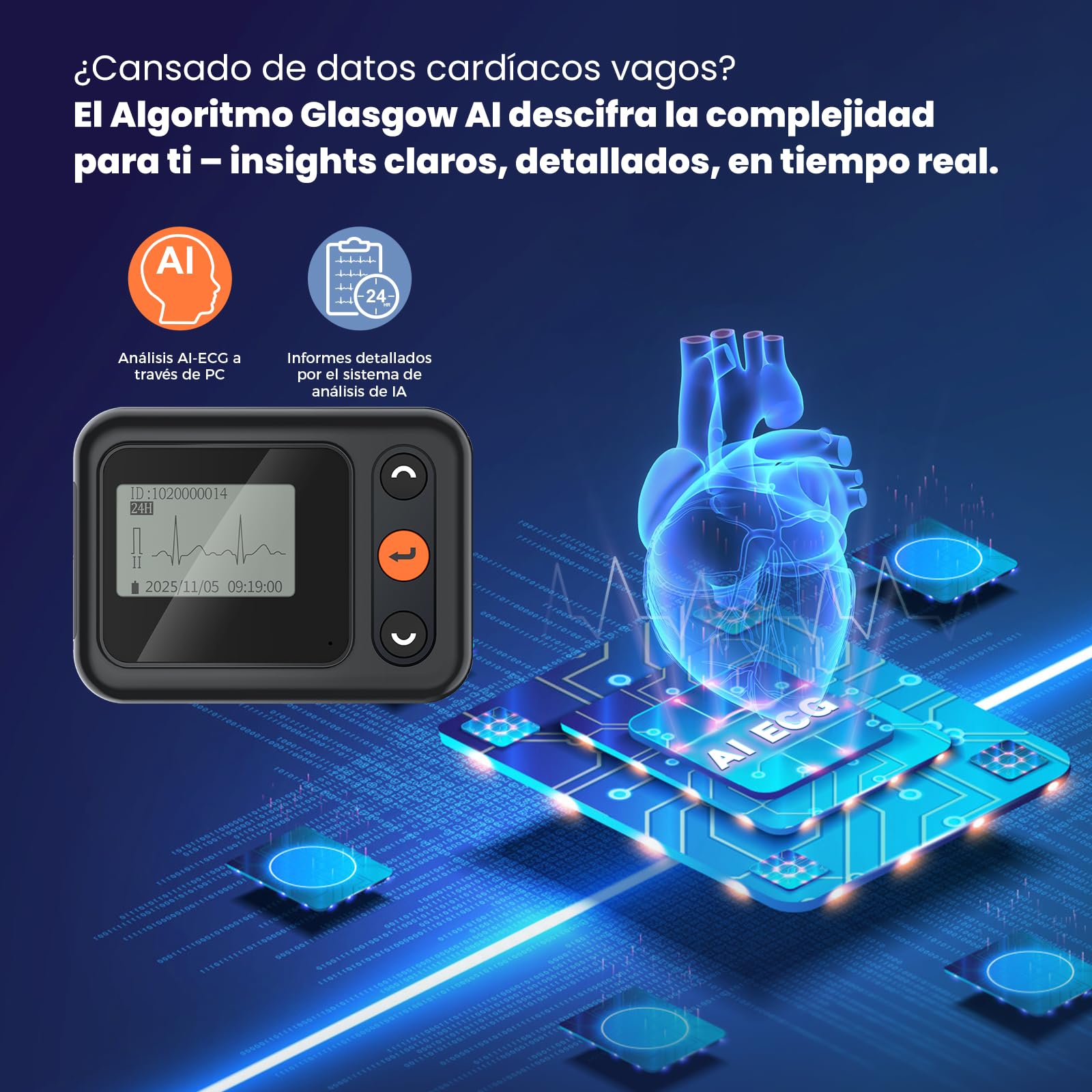 CheckMe 2026 ECG Aggiornato per Casa & ECG 12 Derivazioni – Analisi IA Potente e Registrazione Completa 24h: Monitor Holter Portatile per Monitoraggio Cardiaco Continuo con Software PC/Mac