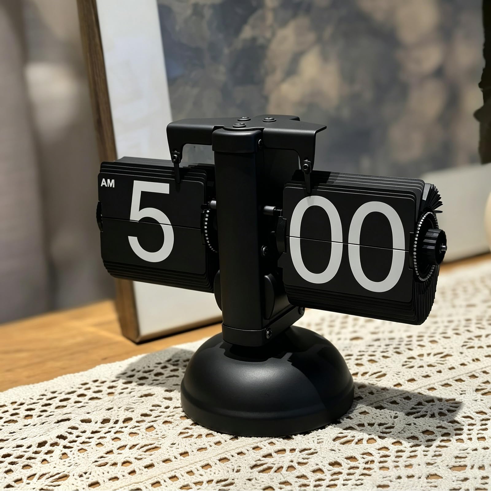 Flip Schreibtischuhr, Retro-Flip-Uhr Digitale Klappuhr (Schwarz) | Automatischer Klappmechanismus, Großes Zifferblatt gut lesbar, Batteriebetrieben (nicht inkl.), für Büro und Wohnzimme