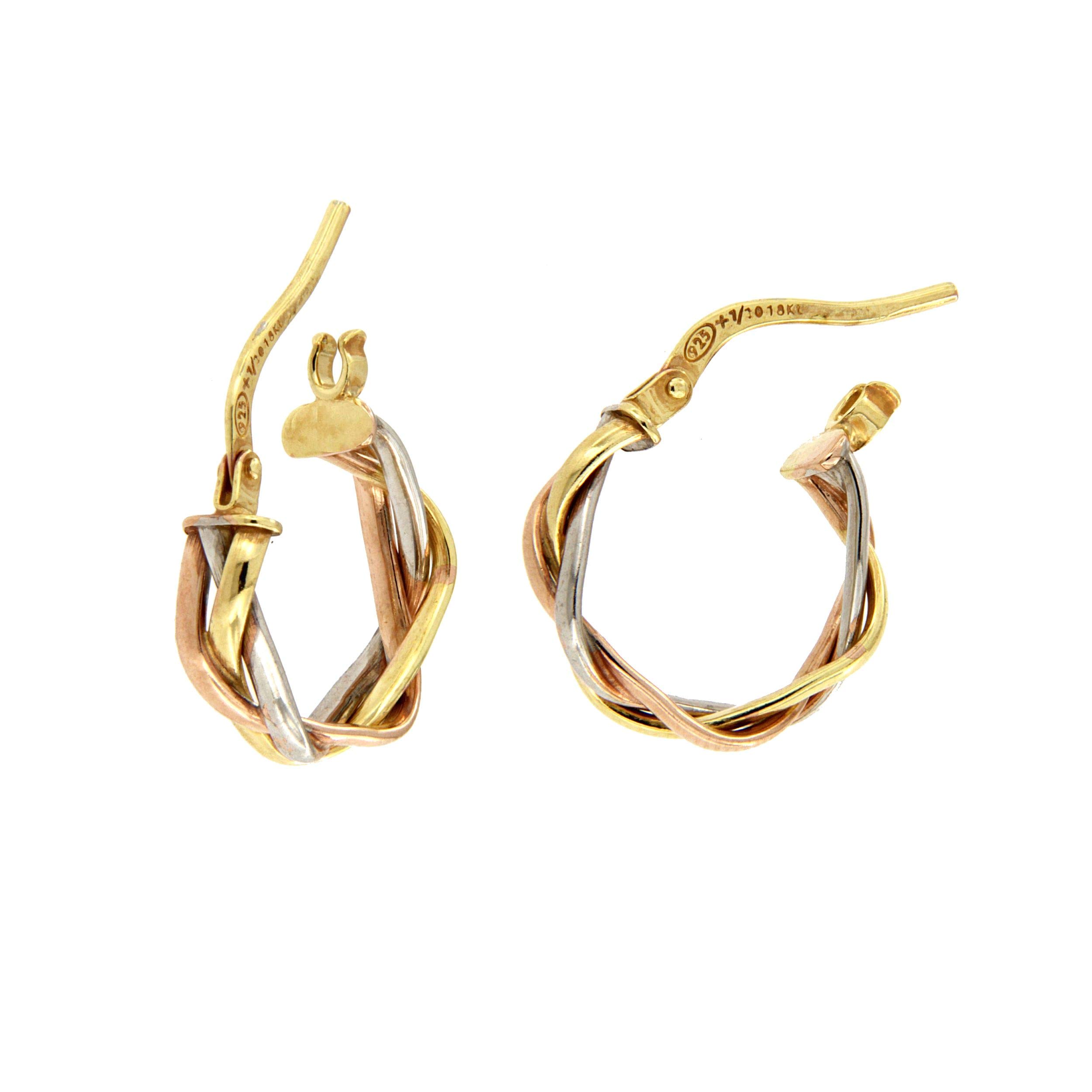 DelPia, Orecchino Modello Dea Aita Treccia in Oro 18 carati e Argento Sterling 925