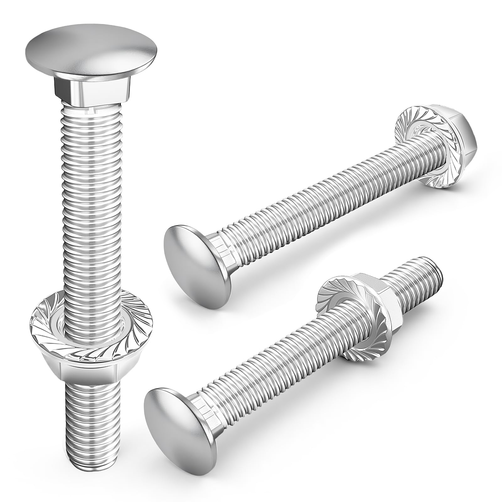 Jyvex 30 pcs Carriage Bolts M6x50 mm Coach Bolts M6 Galvanized DIN 603 Coach Screws, Flange Nuts, M6 Stainless Steel Lock Screws，for the Furniture Decoration and Construction Industry