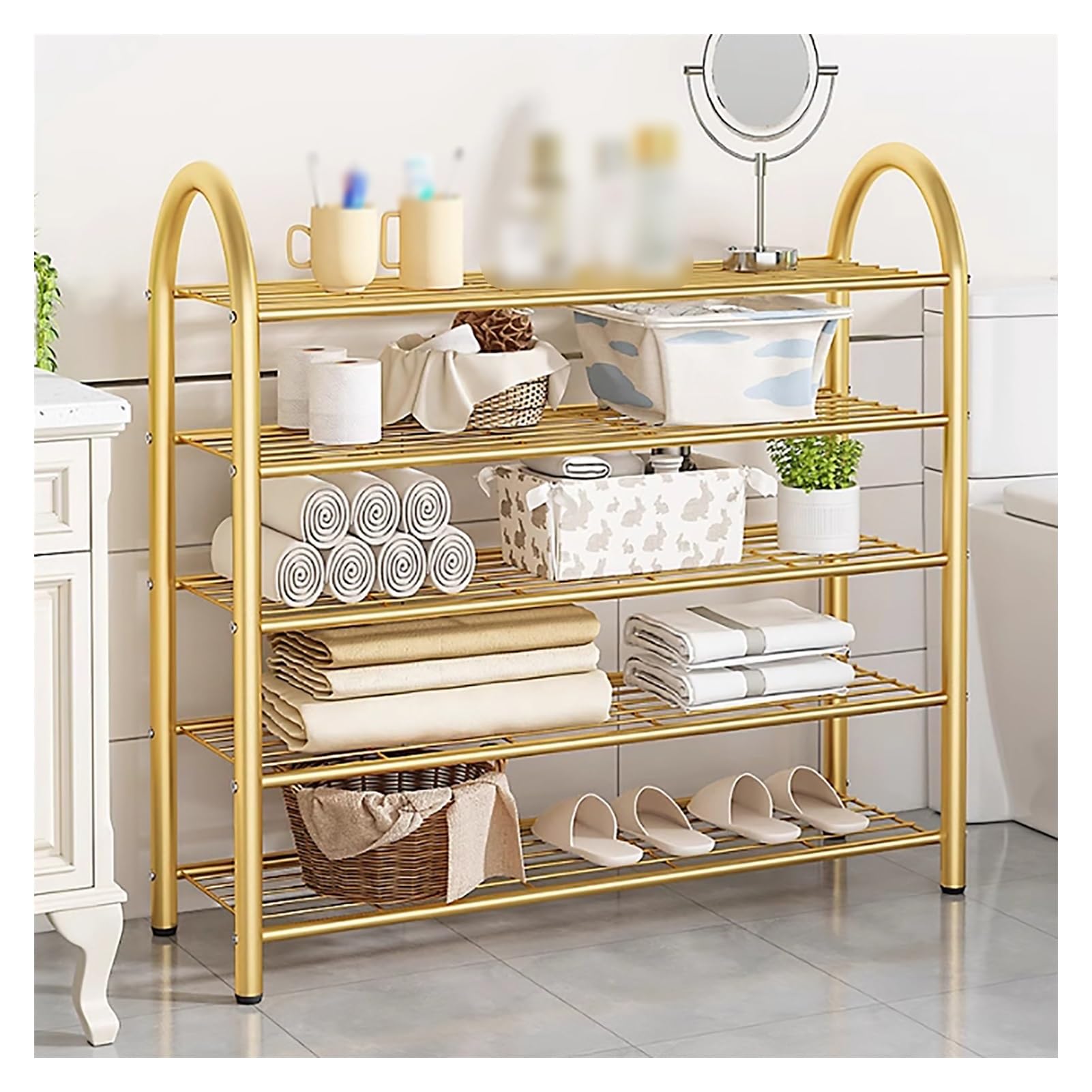 Organisateur de rangement de chaussures en métal 5 niveaux grand format pour entrée