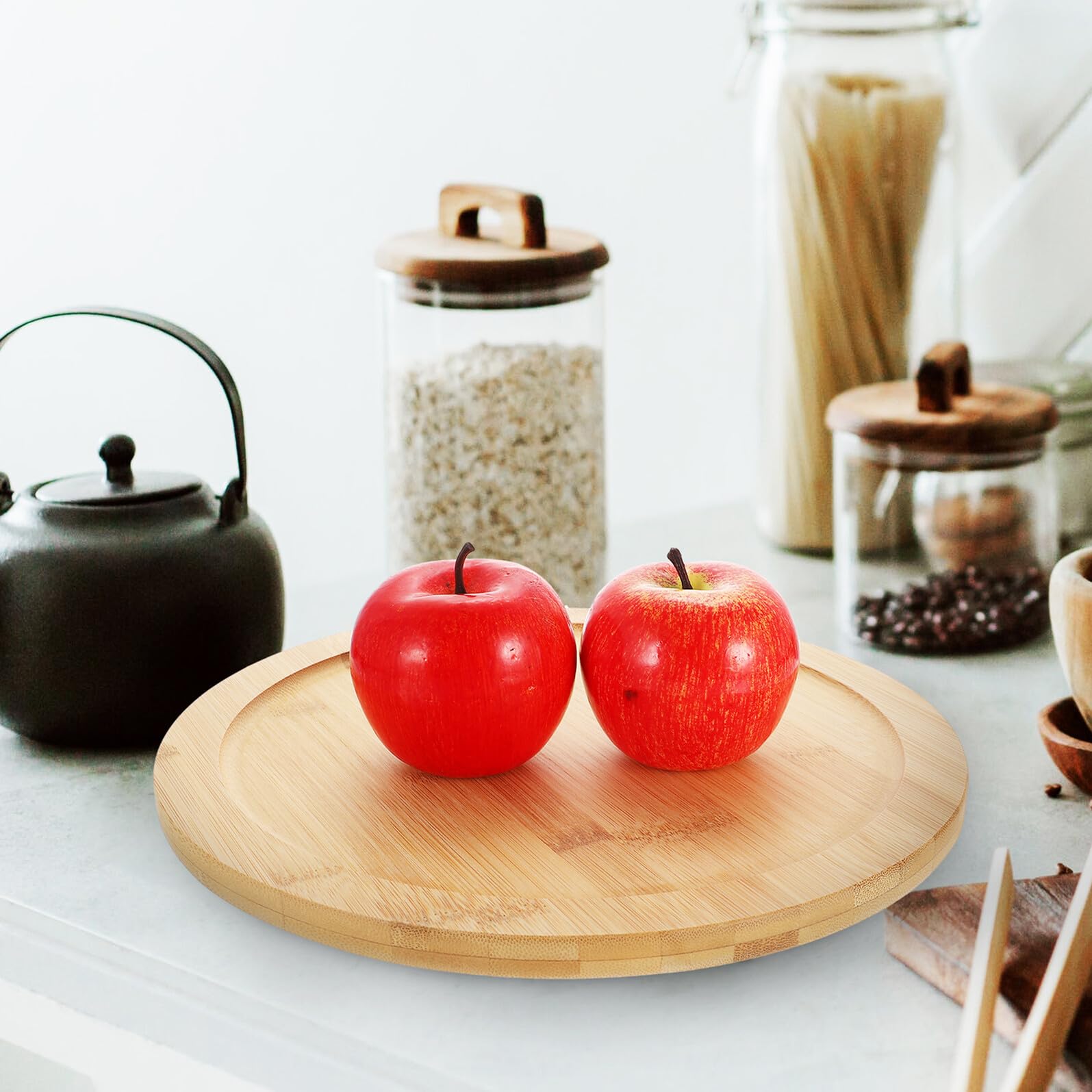 Gadpiparty Porta Spezie Rotante in Bambù, Vassoio Girevole per Cucina Salvaspazio, Supporto Utensili Multifunzione per Condimenti e Alimenti, Adatto per Uso Domestico e Spazi Stretti