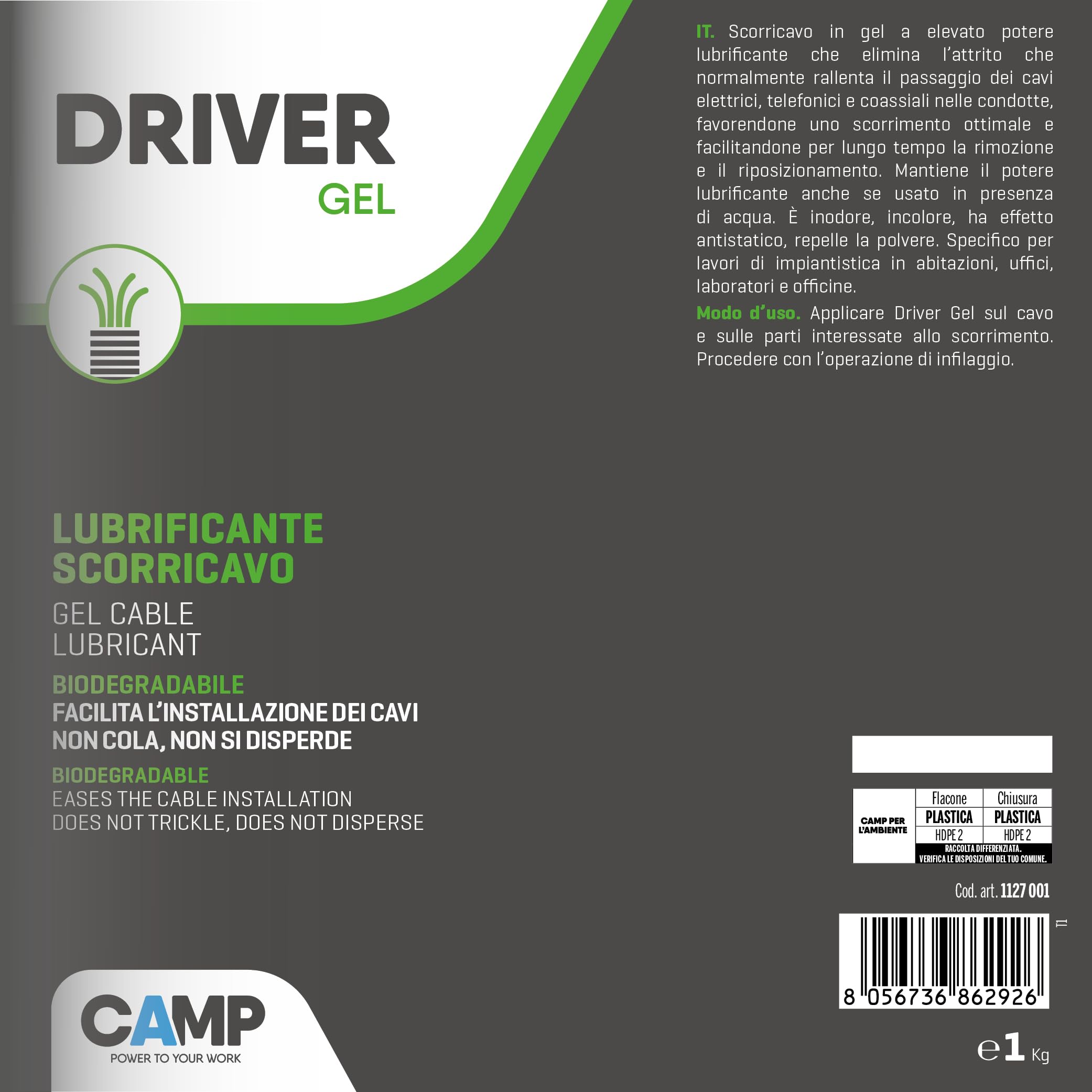 Camp Driver Gel – Biologisch Abbaubares Schmiermittel Für Kabel & Sonden, 6 X 1 Kg