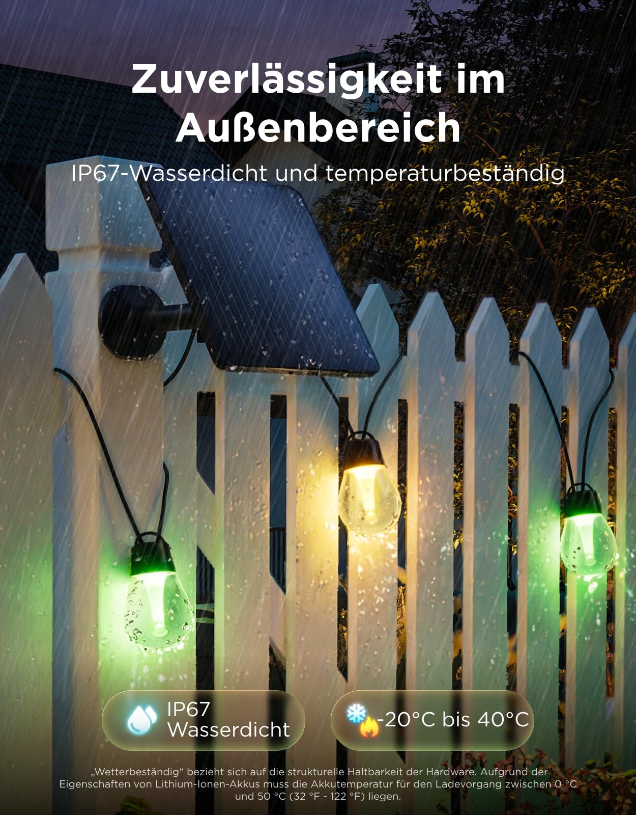 Govee Solar Lichterkette Outdoor 10m, RGBICW mit 16 Millionen Farben | 112 Szenenmodi, App-Steuerung, nur Bluetooth, 8 dimmbaren splitterfreien LED-Lampen, 50lm, IP67 für Balkon, Garten, Camping
