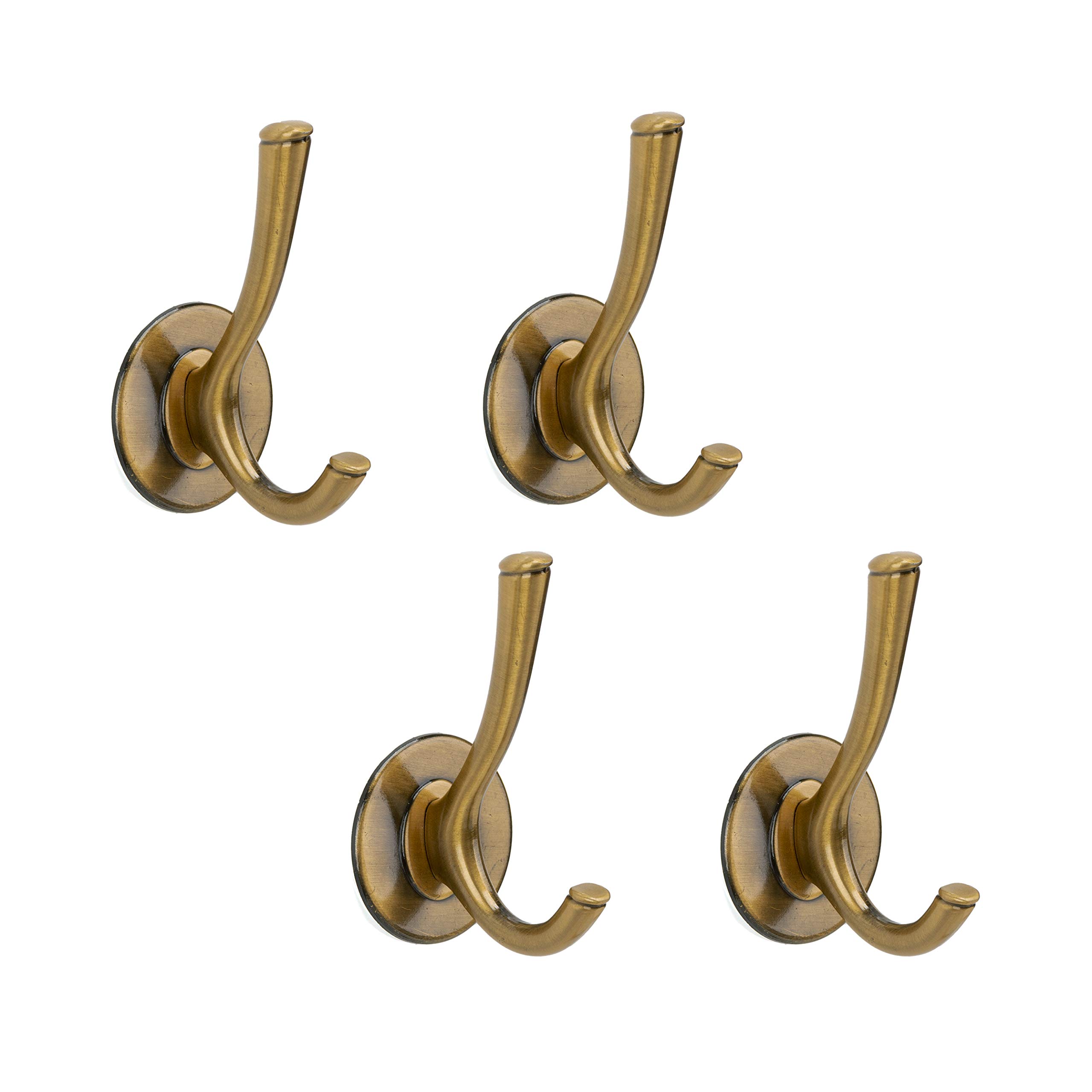 SDHVintage Wall Hanger Wall Hook Towel Hooks, Self Adhesive, Antique Brass, Heavy Duty, Pack of 4 Hooks