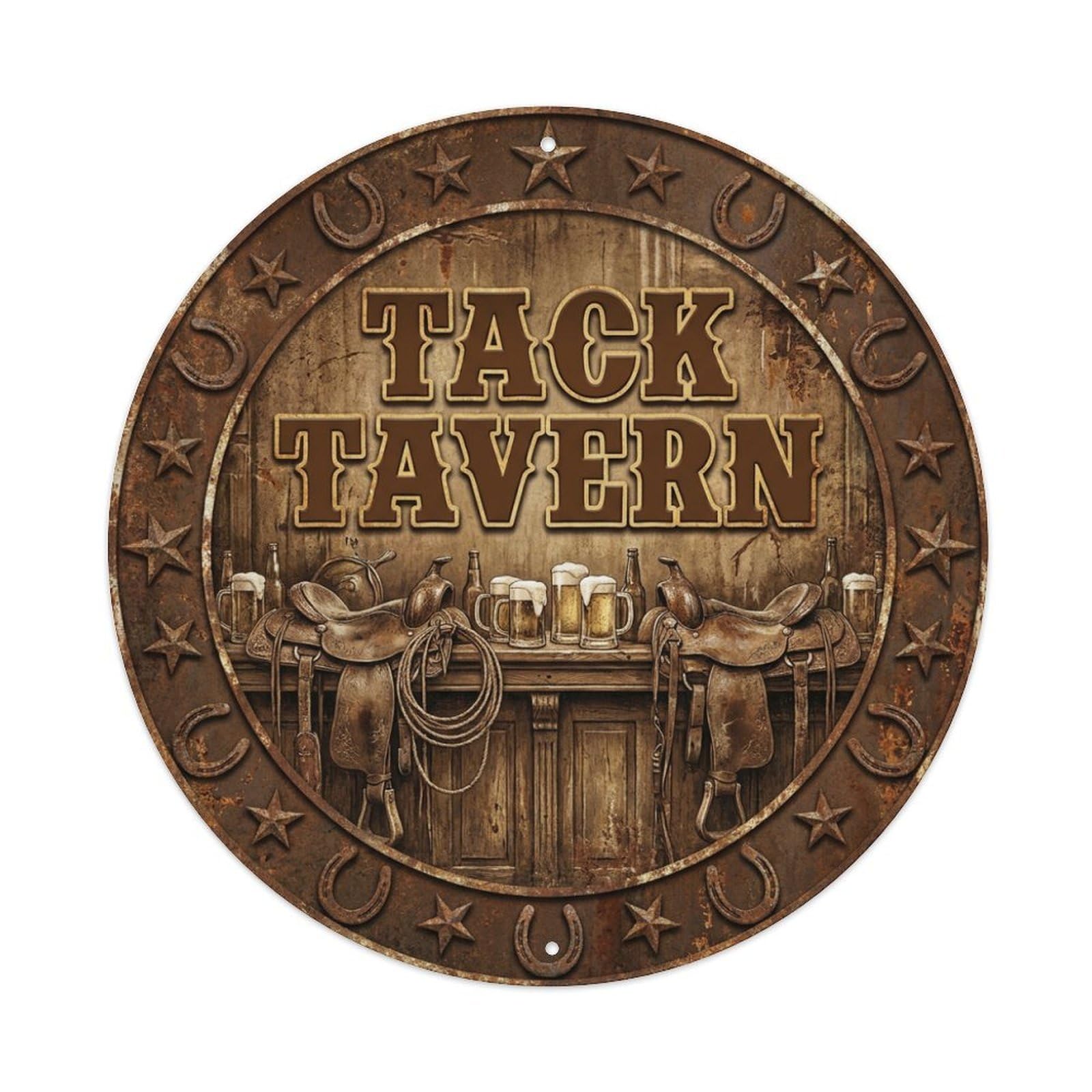 Vintage Beer Western Cowboy Tack Tavern Retro Bar for Pub Metal Tin Sign