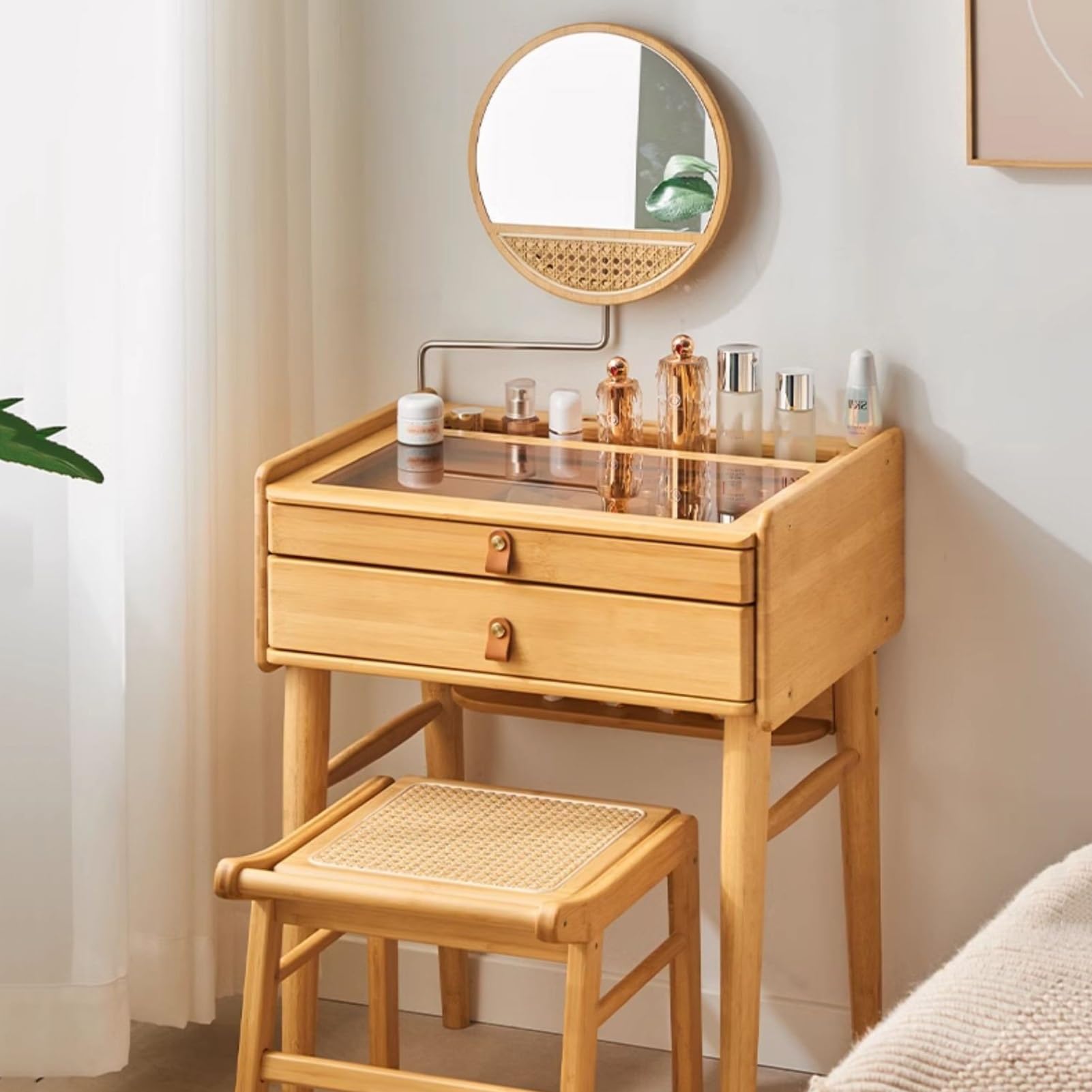 strapless open back dress JASIWAY Vintage Style Solid Wood Movable Small Vanity Table with Flip-Top  Mirror