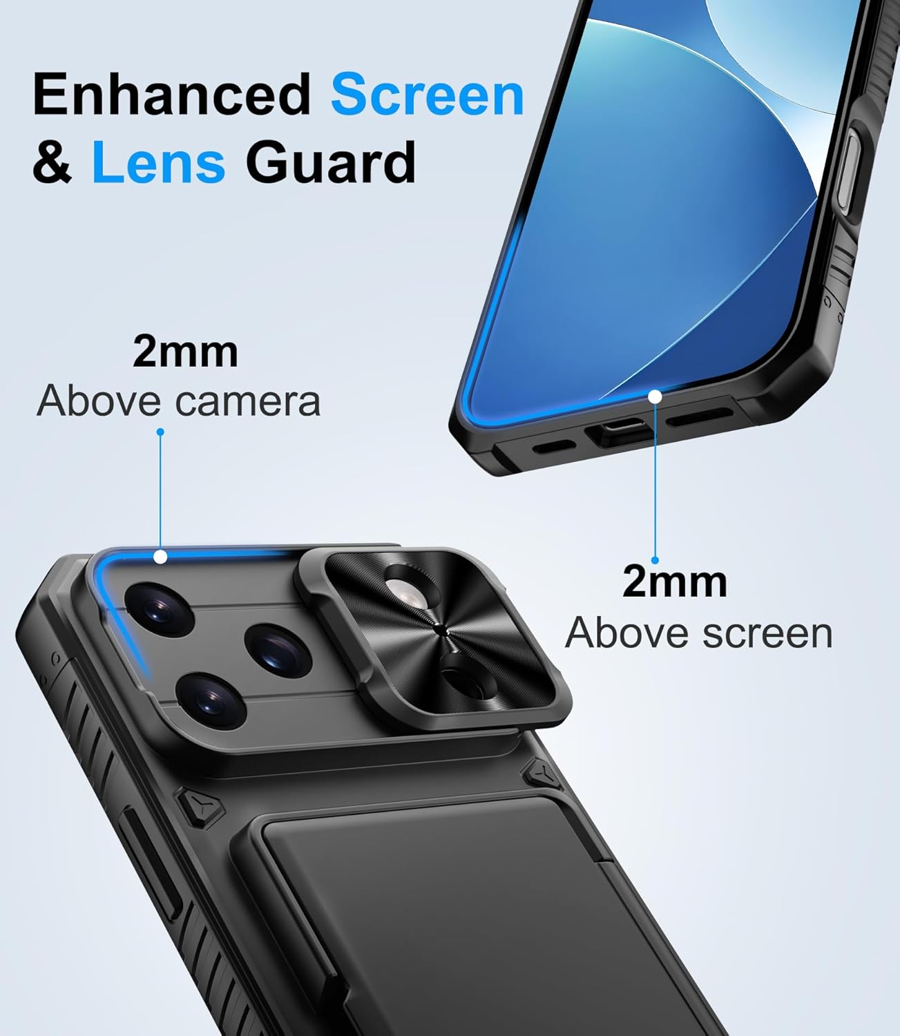 for iPhone 17 Pro Max Case Wallet, Card Holder (4-5 Cards), Slide Camera Cover, Military Drop Protection, Rugged Heavy Duty Men Women Protective Phone Case for iPhone 17 Pro Max 6.9" 2025, Black - Image 6