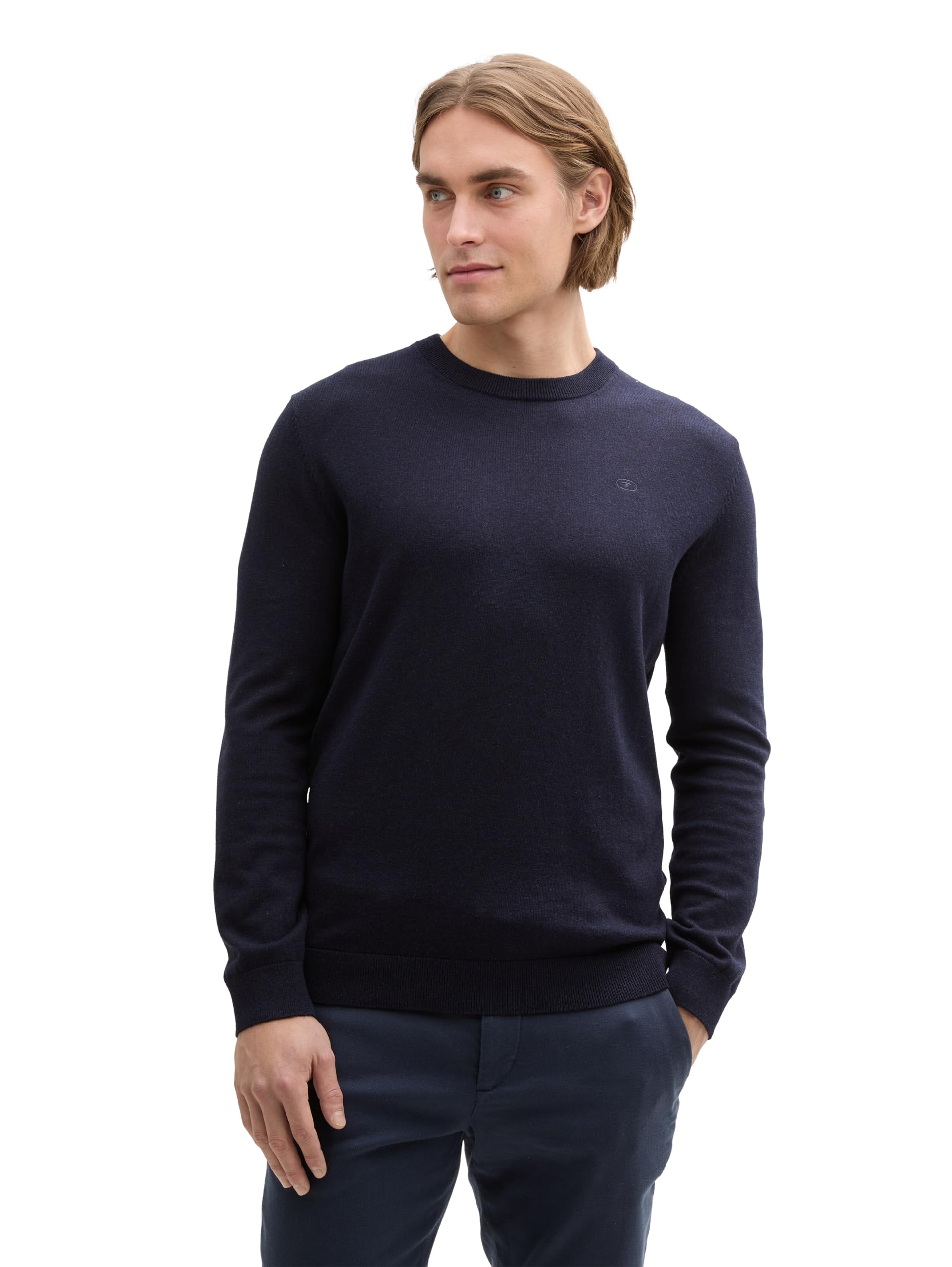 Tom Tailor Herren Basic Strickpullover mit Rundhalsausschnitt