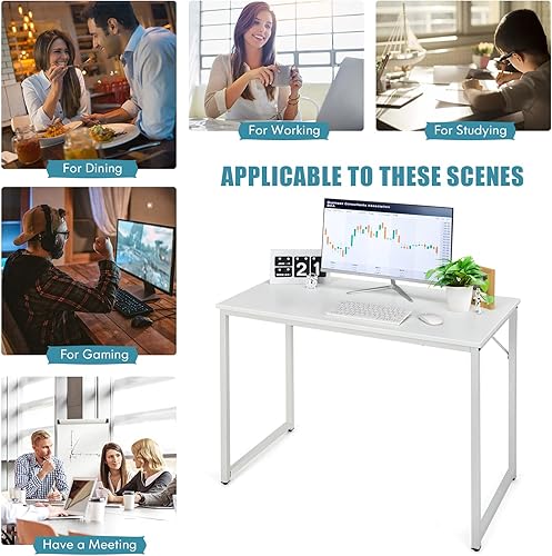 Miniatura 15 de COSTWAY Escritorio para computadora de oficina en casa, escritorio de estudio moderno y simple de 40 pulgadas, escritorio de estudio de escritura